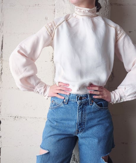 Lace Stand Collar Linen Blouse LPI