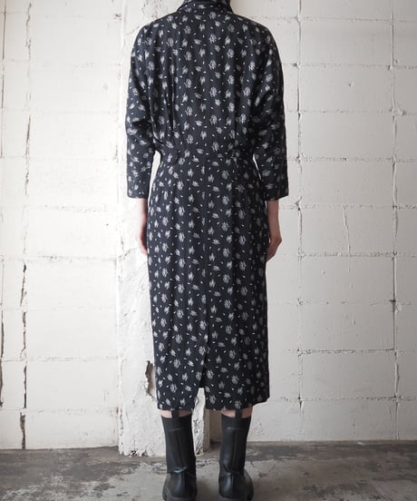 1980's Dolman Sleeve Pattern Shirt Dress BKWH