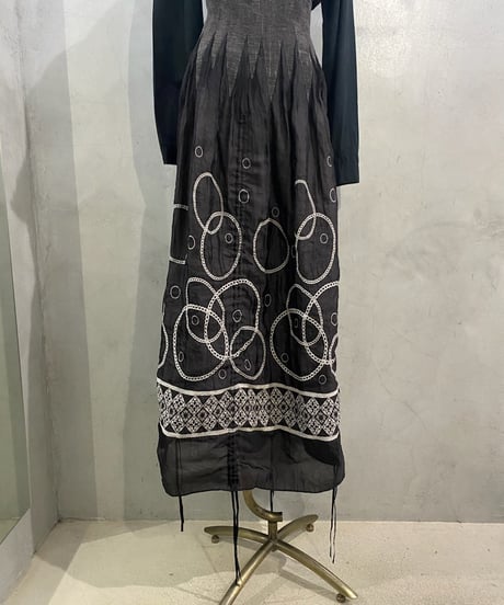 Drawstring Design Multi Pattern Skirt Dress BK