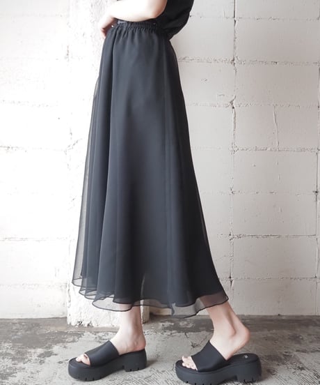 Sheer Layered Easy Skirt BK