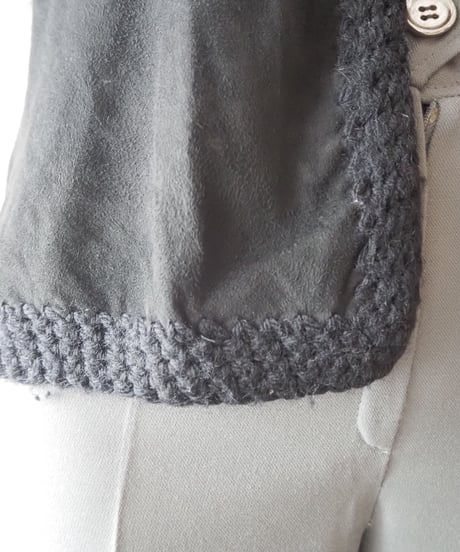 Fur Collar Leather Vest BK
