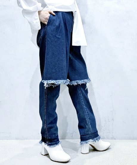 KSENIA SCHNAIDER Cutoff Tuck Denim BL