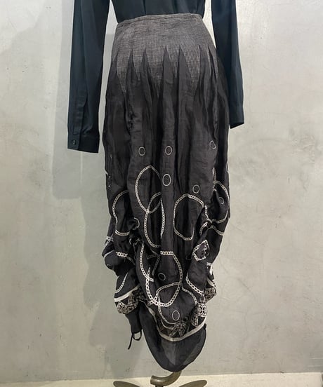 Drawstring Design Multi Pattern Skirt Dress BK