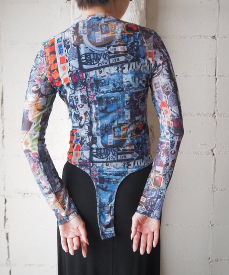 Pattern Sheer Bodysuit BLRE