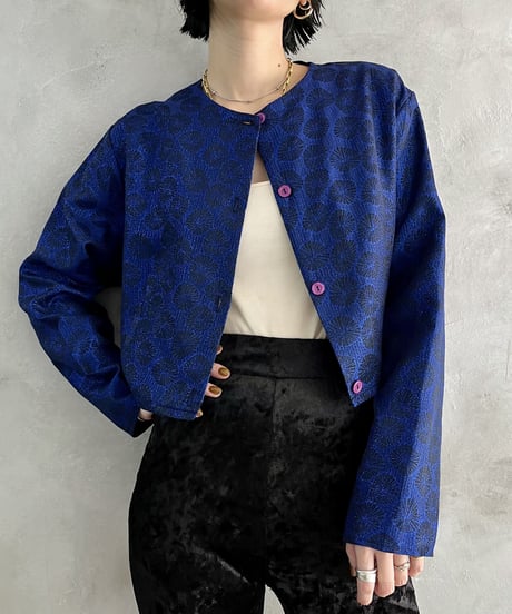 Lame Design Shadow Pattern Colarless  Cardigan BLBK