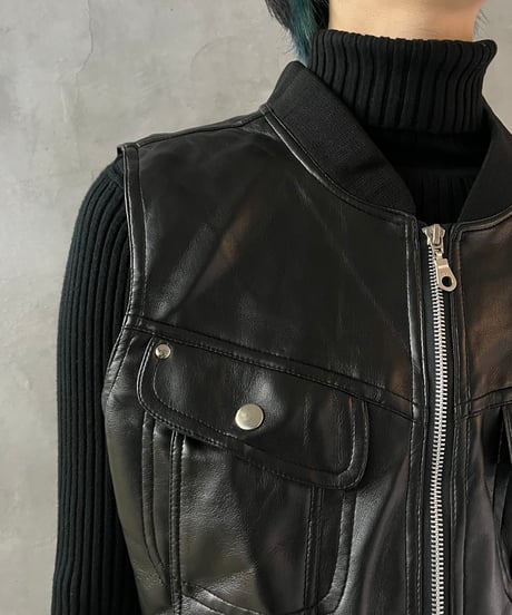 Fake Leather Short Vest BK