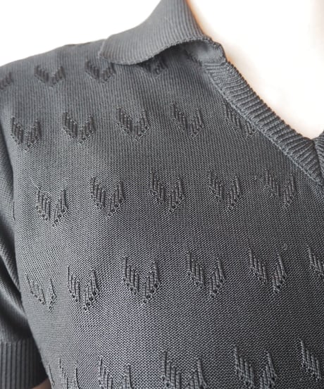 1960~70's Open Collar Pullover Knit BK