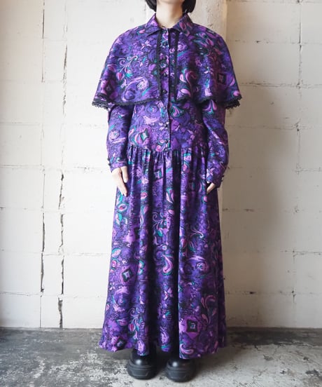 Cape Collar Pattern Dress PUR