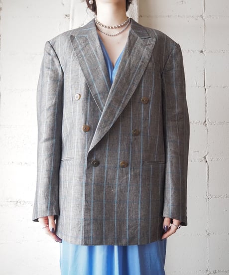 Double Breasted Check Pattern Jacket GR