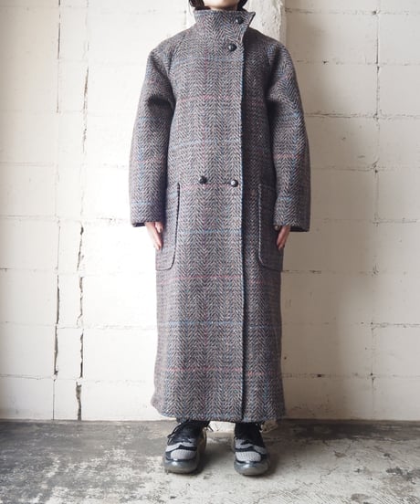 Herringbone Tweed Long  Chester Coat BRGR