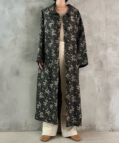Dragon Pattern Satin Long Jacket BKBE