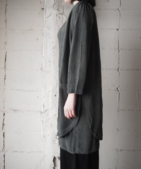 Layered Design Piece Dyeing Shirt Dress GR