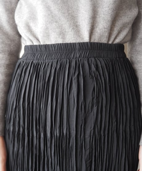 Pleated Tiered Easy Skirt BK