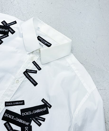 DOLCE &  GABBANA Logo Patch Cotton Shirt WH
