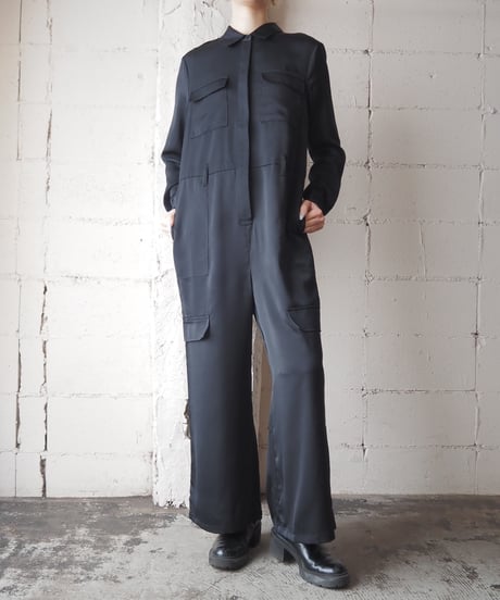 Pocket Design Shirt Jumpsuits BK