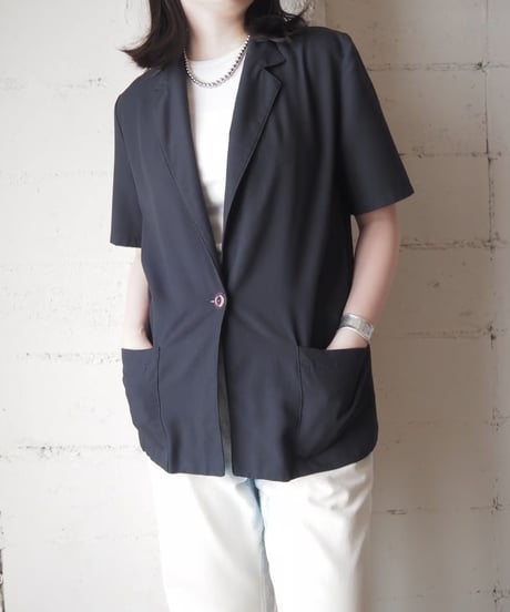 SAG HARBOR Short Sleeve Basic Tailored Jacket BK