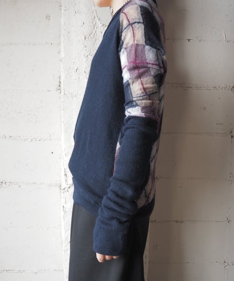 Yohji Yamamoto Long Sleeve Argyle Sweater NVPUR