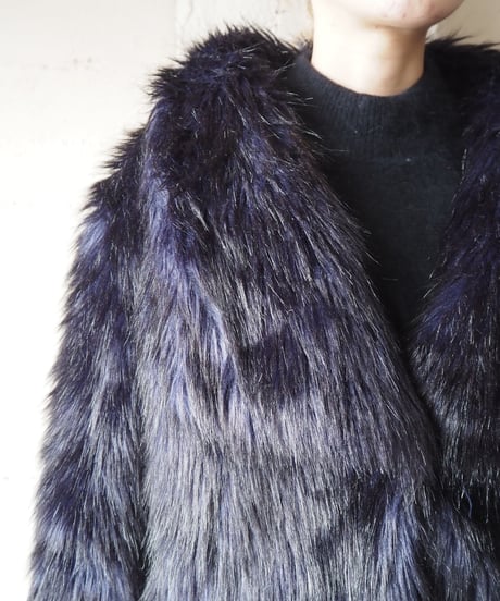 Big Collar Fake Fur Jacket NVBK
