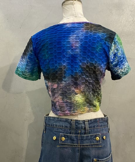 NIKE Shirring Tie-dye Cropped Tops BL GR BK