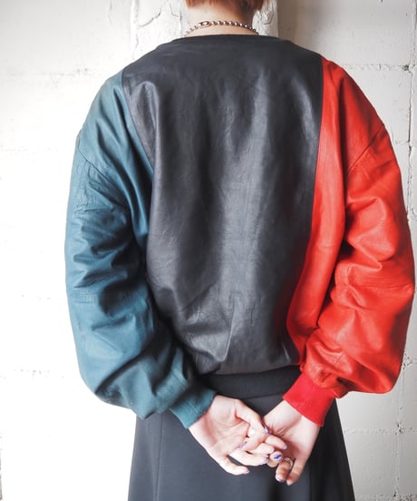 Tricolor Leather Pullover REBKNV