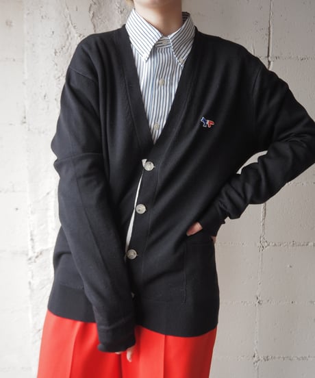 MAISON KITSUNE V Neck Cardigan BK