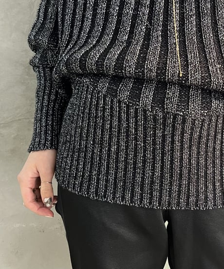 Lame Dolman Sleeve Rib Knit SIBK