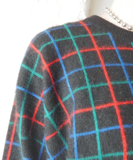 Check Pattern Cashmere Knit BKREGN
