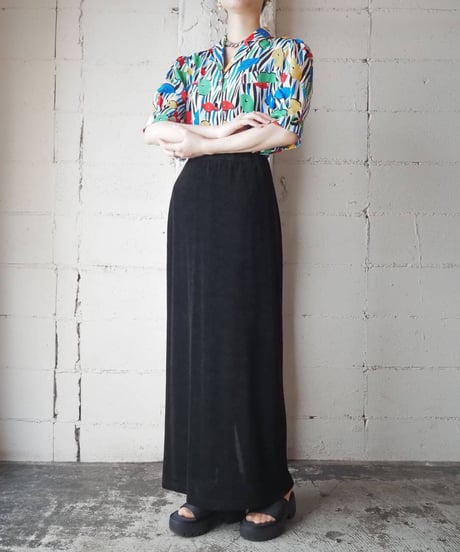 Open Collar Pattern Peplum Shirt WHBKBL