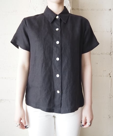 Short Sleeve Linen Shirt BK