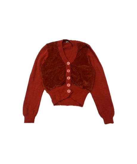 Velour Switching Knit Cardigan RE