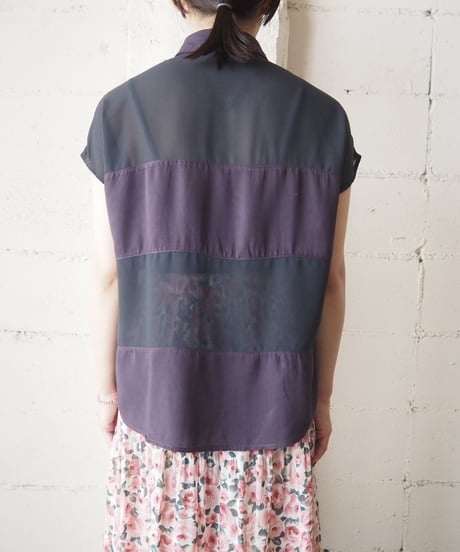 Seethrough french Sleeve Shirt BK