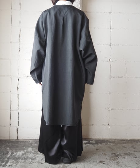 Collarless Nylon Coat BK