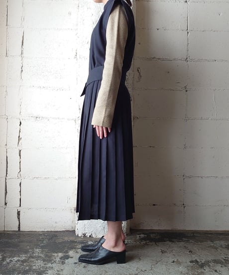 French Sleeve Pleated Dress BK