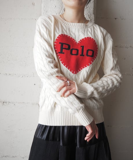 POLO RALPH LAUREN Heart Patch Knit WH RE