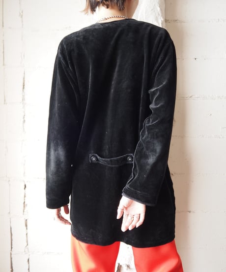 SONIA RYKIEL Collarless Velour  Jacket BK