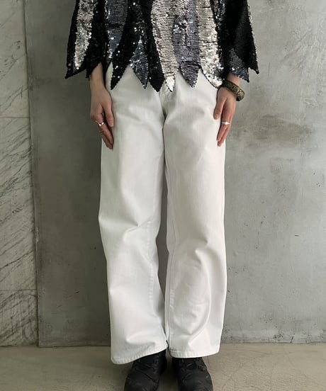 White Wide Denim Pants WH