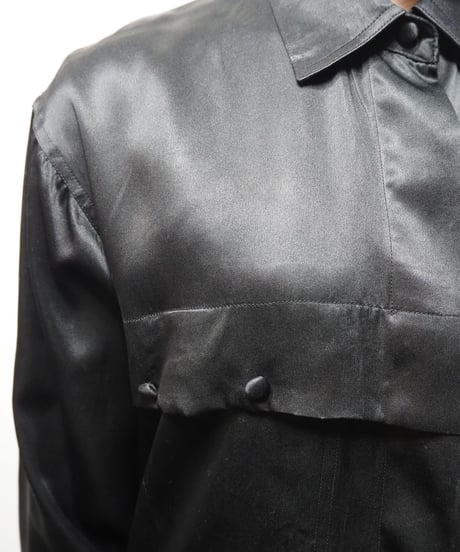 Design Pocket Satin Shirt BK