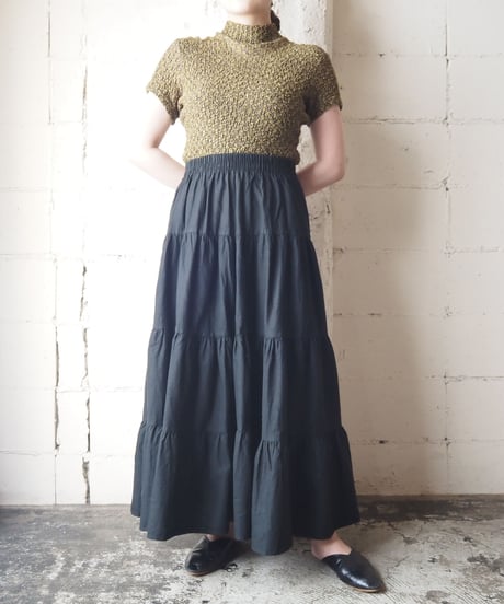 Mock Neck Mix Yarn Tops KA