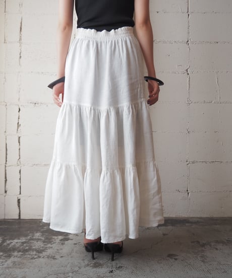 Tiered Easy Linen Skirt WH