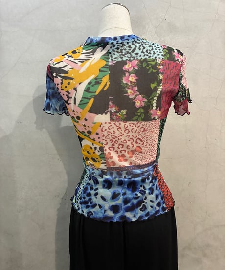 Desigual  S/S Mix Pattern Sheer Tops BLBKPI