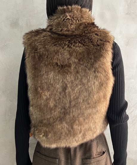 POLO RARPH LAUREN Stand Collar Fake Fur Vest