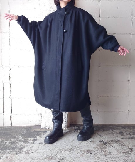 Dolman Sleeve Rib Cuff Coat BK