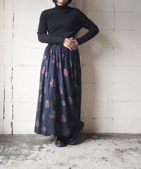 Emblem Pattern Flared Skirt NVRE