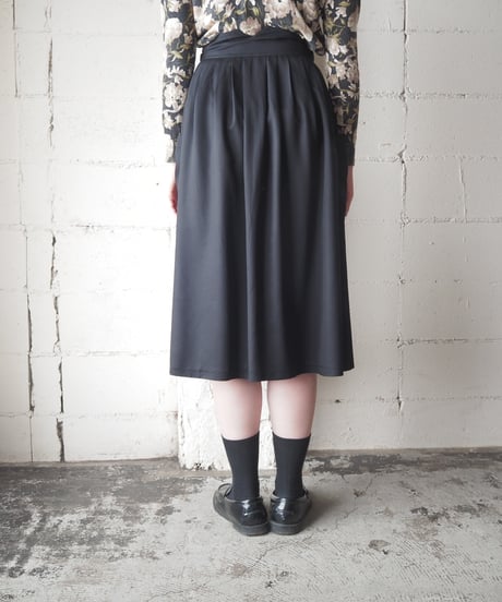 Front Button Pleated Skirt BK