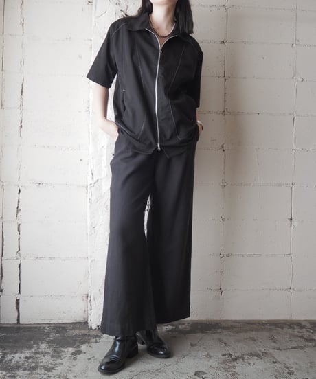 Stitch Design Zipup Shirt BK
