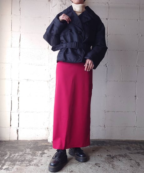 Open Collar Belted Jacket BK