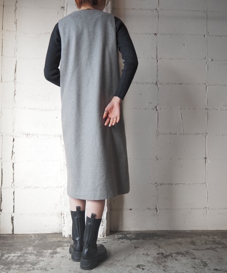 Sleeveless Wool Front Button Dress GR