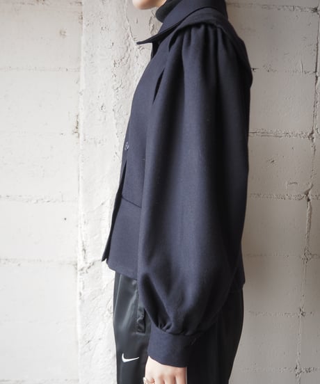 Double Breasted Tuck Shoulder Wool Jacket NV