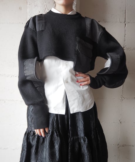 REMAKE Command Pocket Short Sweater BK