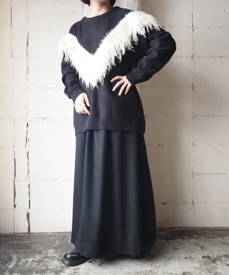Shaggy Line Bicolor Knit